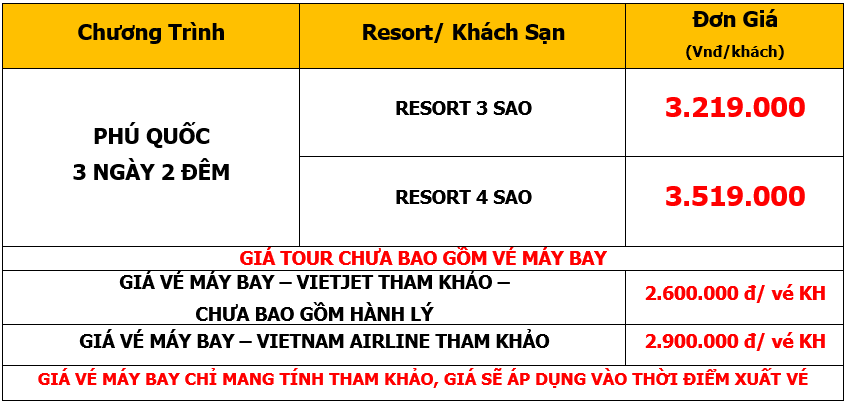Bảng giá Tour Du Lịch Team Building tại Phú Quốc 3 Ngày 2 Đêm